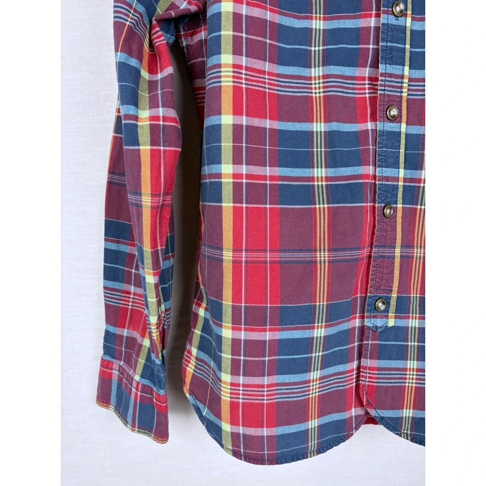 Jachs NY Mens Plaid Button Down Shirt Red Blue Yellow Long‎ Sleeve Classic Fit
